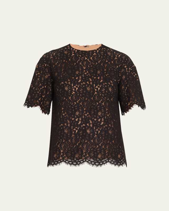 Lace Oversized Crewneck T-Shirt
